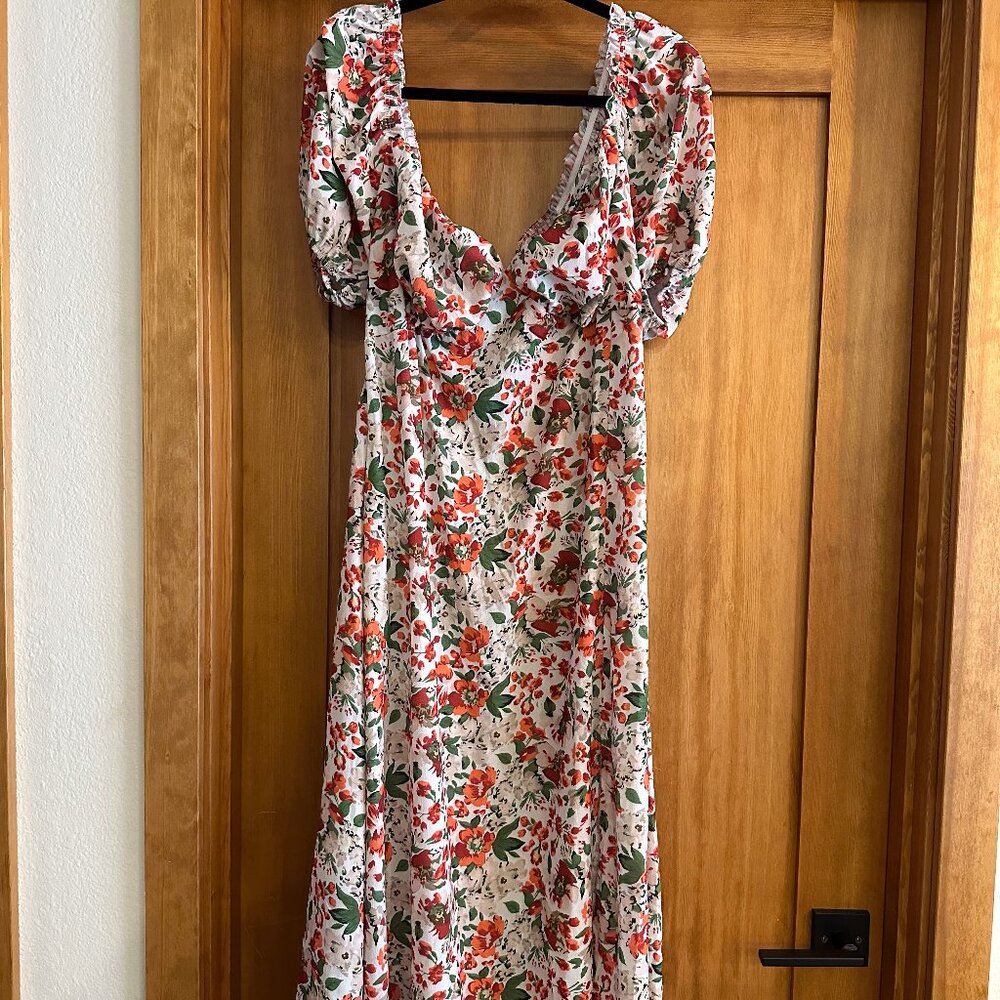 I SAW IT FIRST Floral Puff Sleeve Midi Dress - NWT - Size UK 22 / US 18
